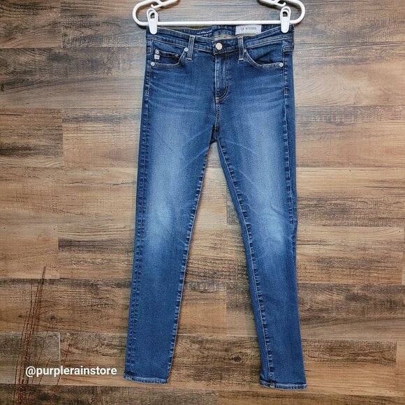 AG Adriano Goldschmied Jeans 27 R Middi Ankle Mid Rise Legging Medium Dark Wash - Picture 1 of 12